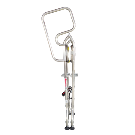 Platforma robocza składana aluminiowa PPP – 4 stopnie, wysokość robocza 2,98 m, stopnie z kraty GRP, z poręczami